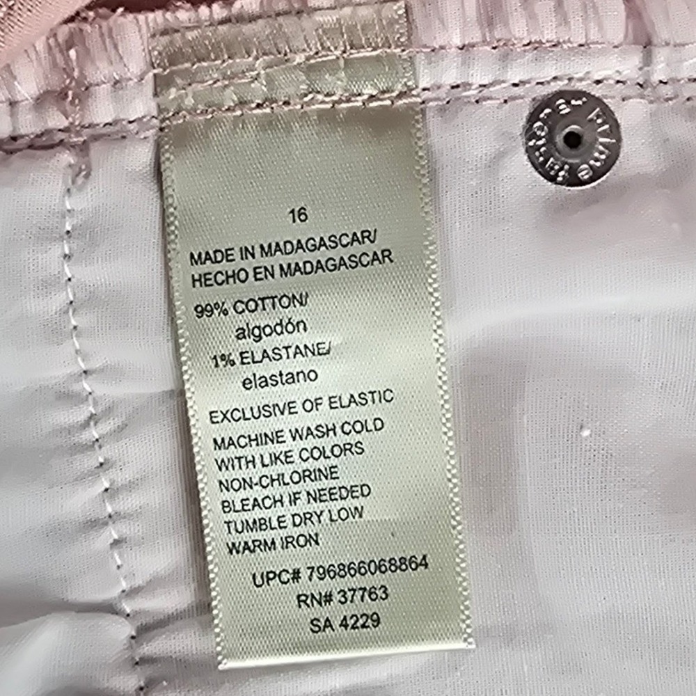Rafaella Weekend Capri Pants Women 16 Pink Stretch Cotton Cropped Casual Pockets - Picture 6 of 10